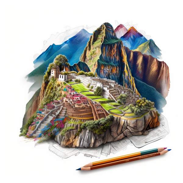 0401-Machu Picchu in Peru, coloring book