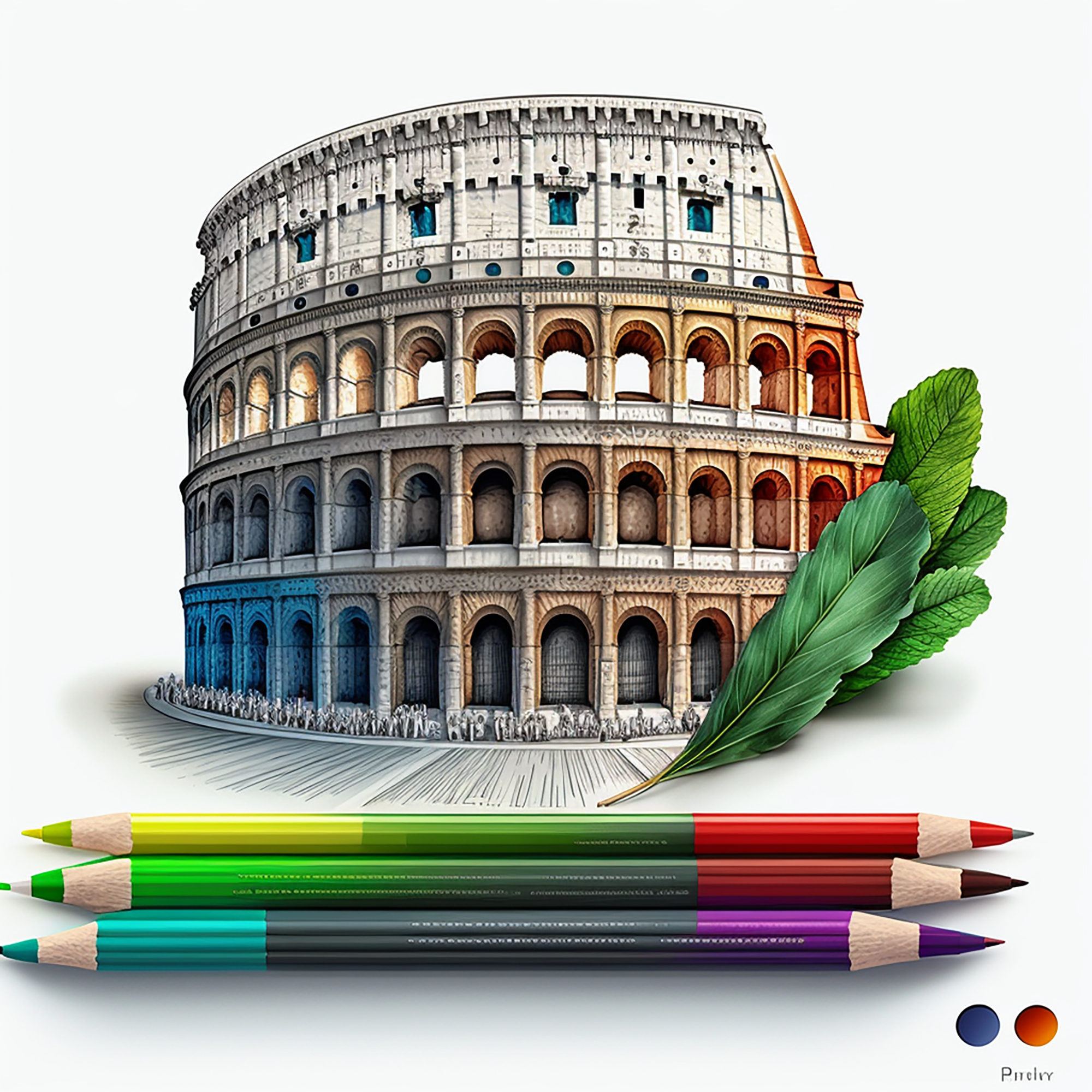 0601-The Colosseum in Rome, Italy, coloring book