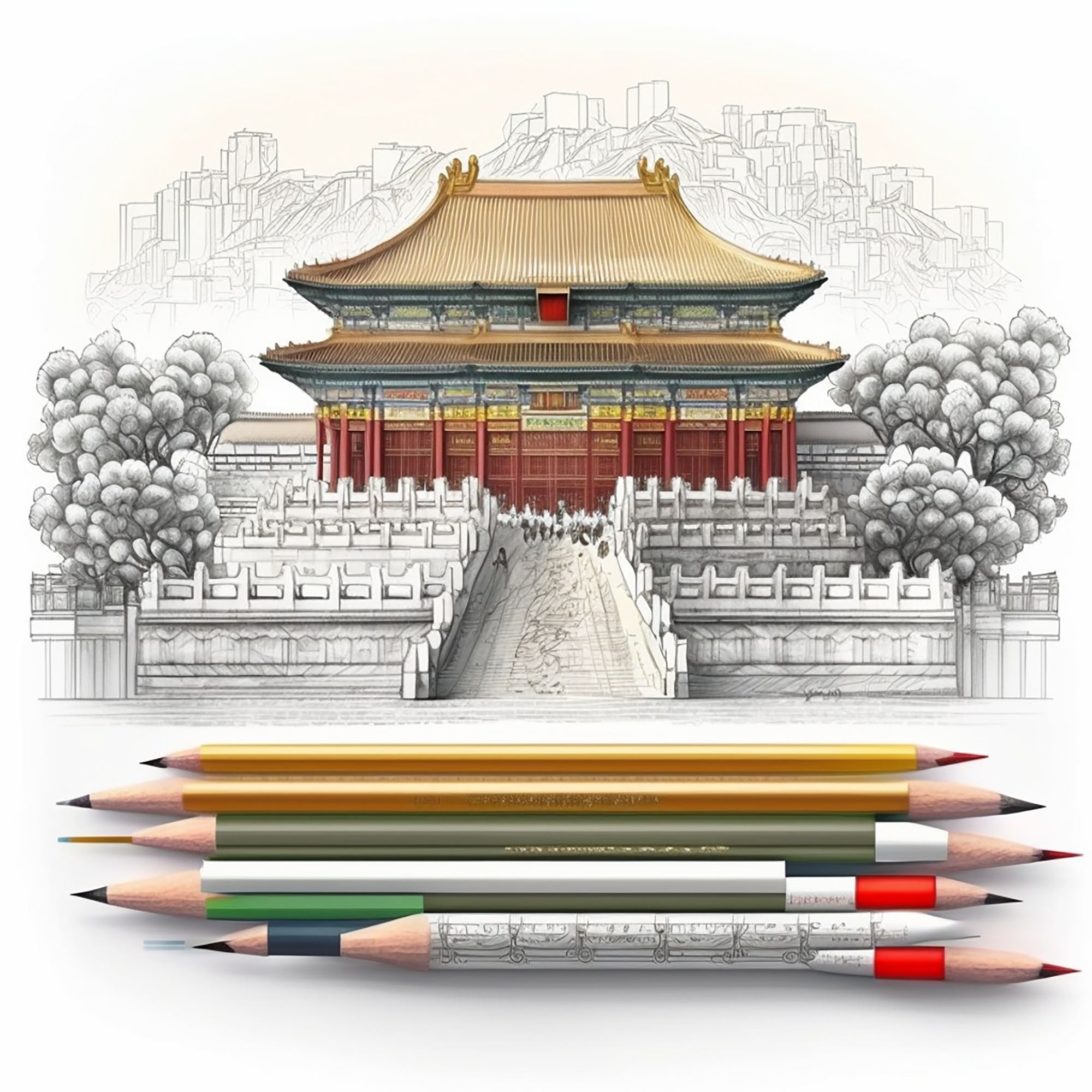 1201-The Forbidden City in Beijing, China, coloring book