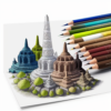 1601-Borobudur Temples Indonesia, coloring book