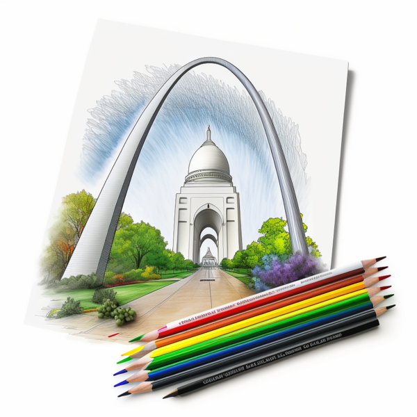 1801-Gateway Arch in st Louis Missouri, coloring book