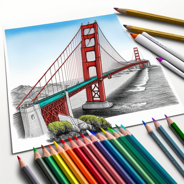 1901--Golden Gate Bridge in San Francisco, California, coloring book