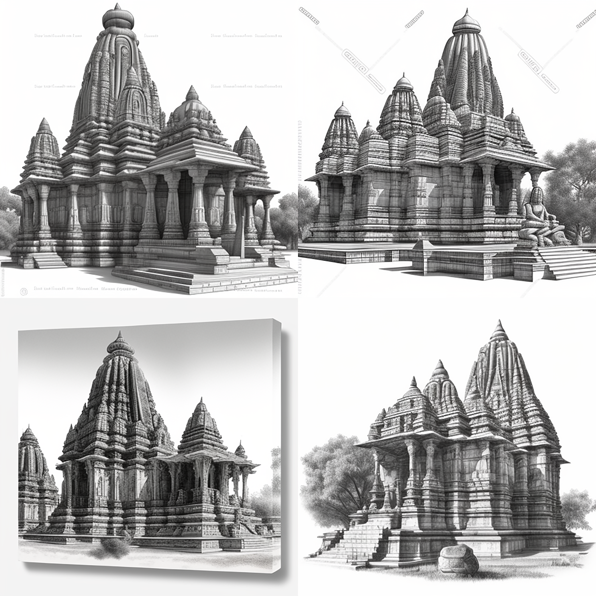 AG Architecture + Interiors - Sketched the most exquisite Nagara style  architecture of Ram Mandir, Ayodhya. This style is generally constructed on  a upraised platform called jagati. It has five domes (Mandapas)