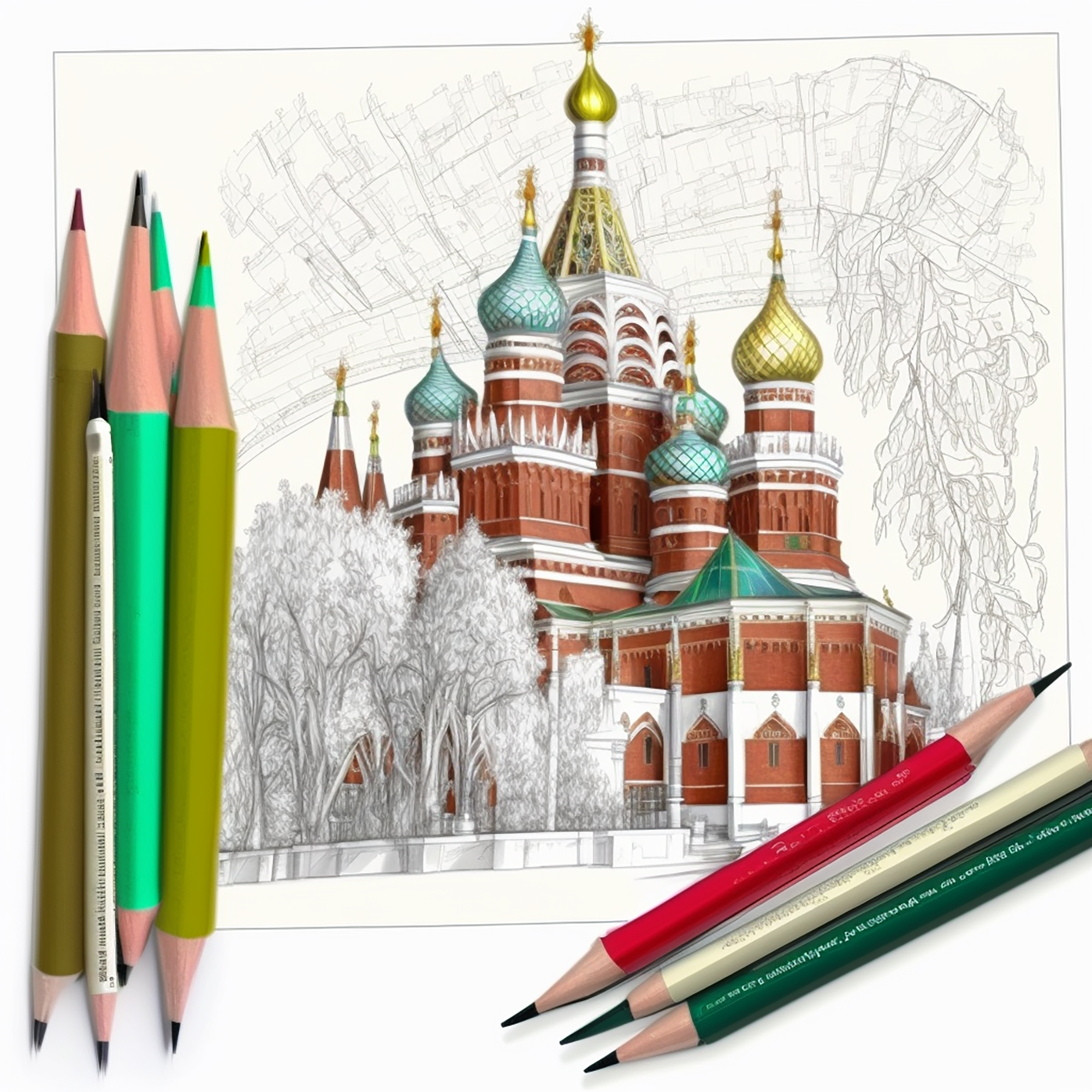 2201-Kremlin in Moscow Russia, coloring book
