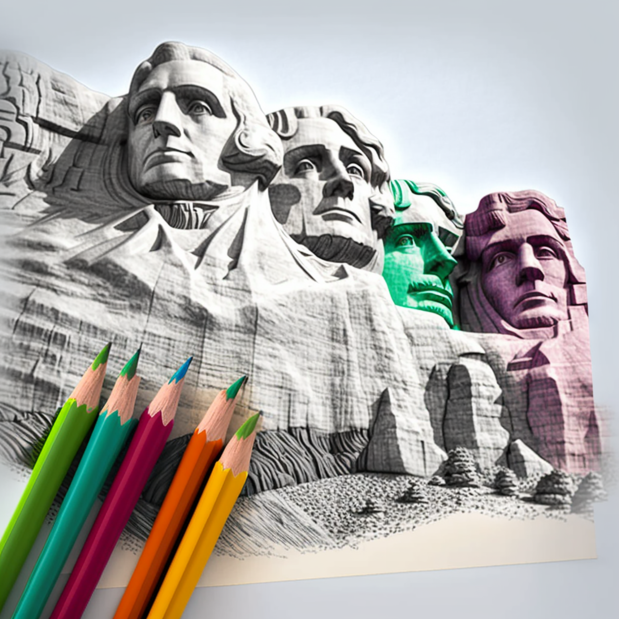 2601-Mount Rushmore in South Dakota, coloring book