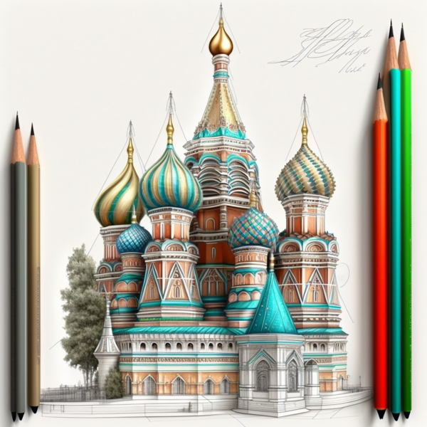 2801-St Basil’s Cathedral in Moscow Russia, coloring book